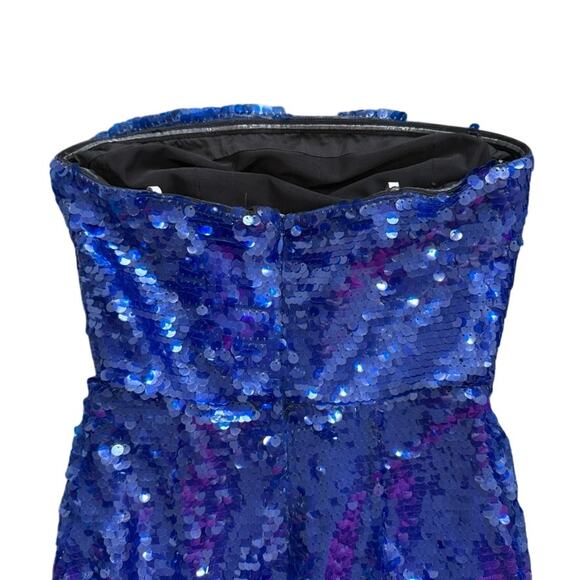 ML Monique Lhuillier Strapless Mira Sequins Dress in Blue, Size US 4 - Picture 8 of 8